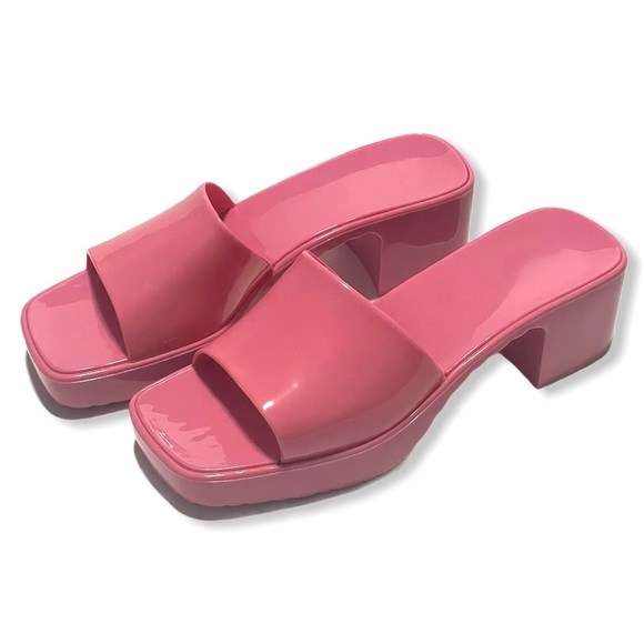 Pink Jelly Block Heels - Picture 3 of 13